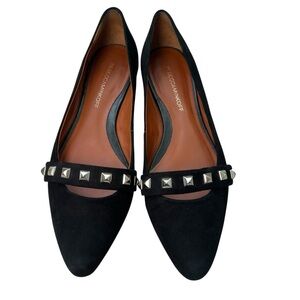Rebecca Minkoff Size 9 Black Suede Studded Pointed Toe Ballet Flats Slip On Chic